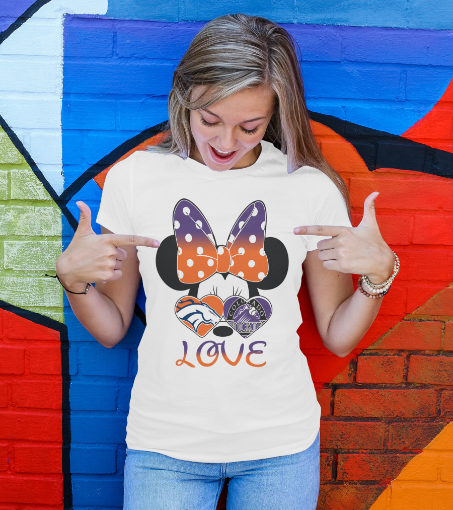 Minnie Mouse Colorado Rockies Denver Broncos Love T-Shirt