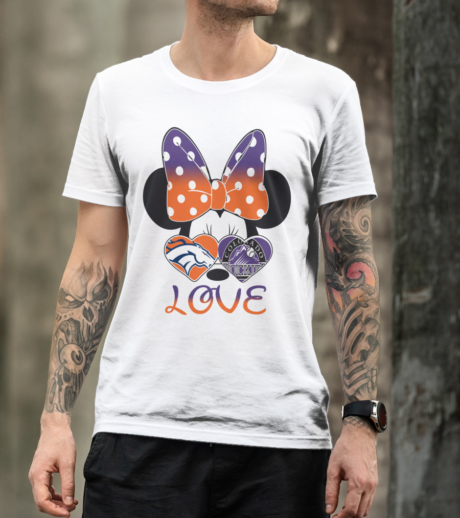Minnie Mouse Colorado Rockies Denver Broncos Love T-Shirt
