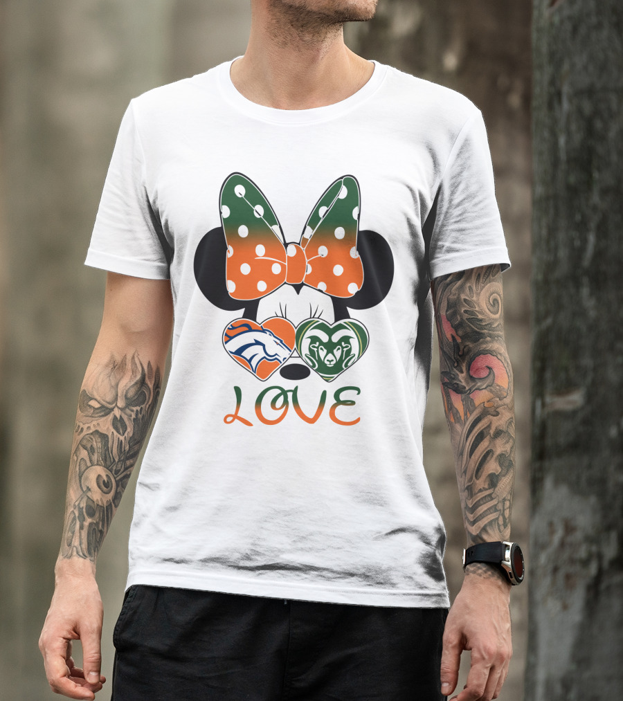 Minnie Love Denver Broncos And Colorado State Rams T-Shirt