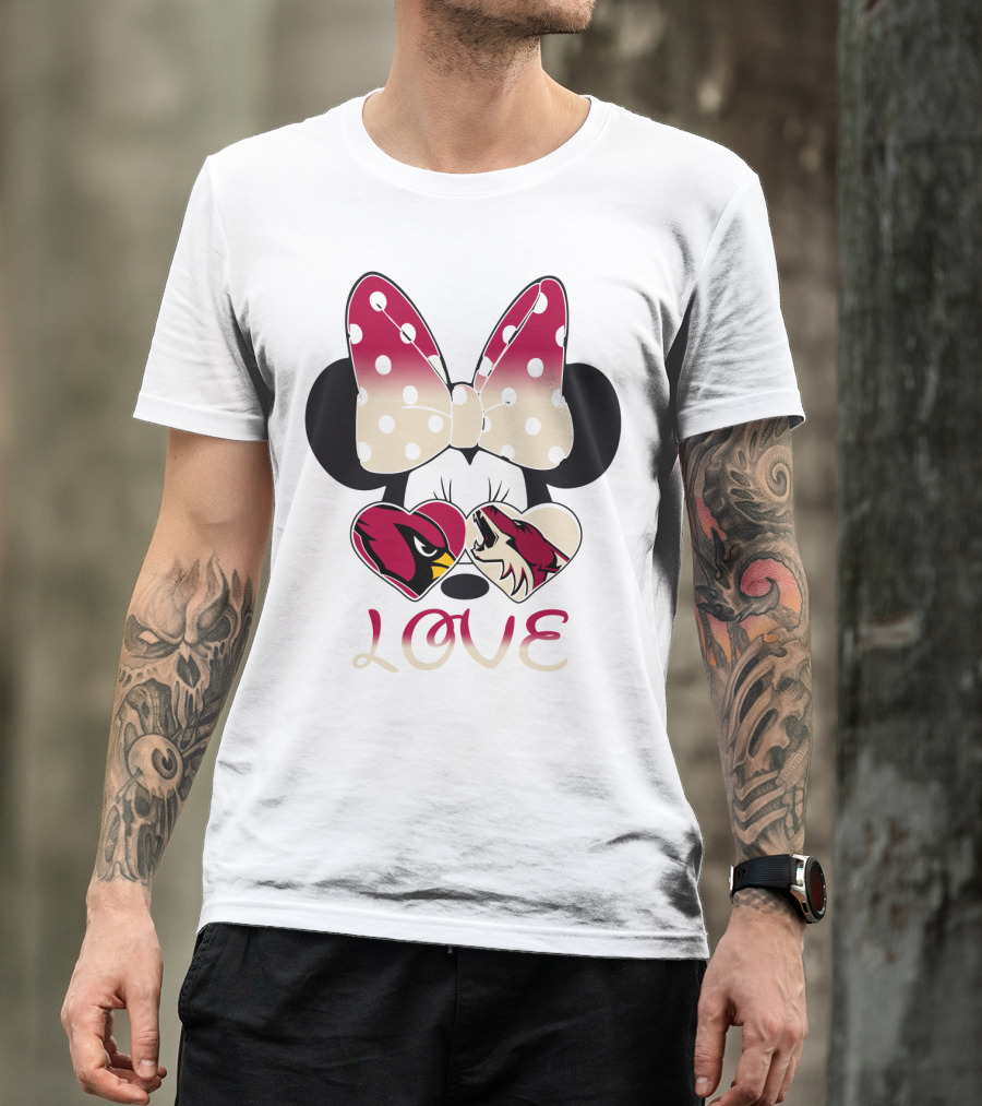 Mic 028 Minnie Bow Cardinals Coyotes Love T-Shirt