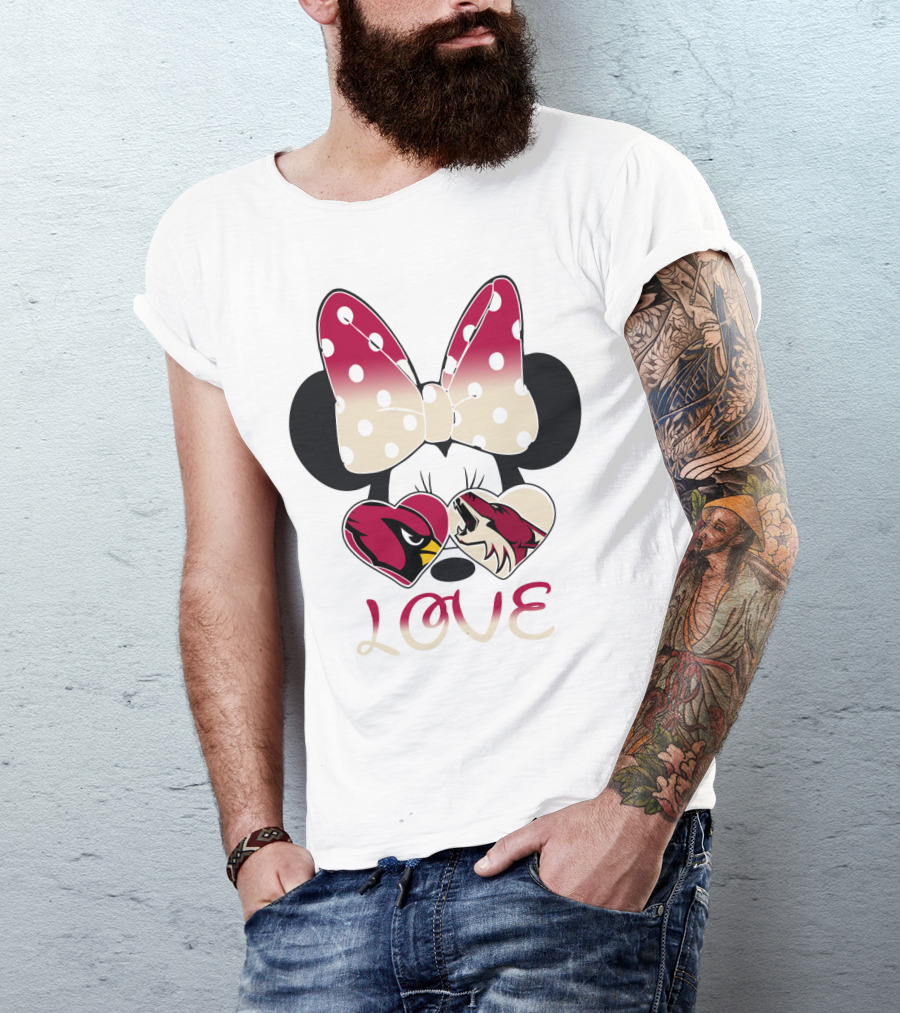 Mic 028 Minnie Bow Cardinals Coyotes Love T-Shirt