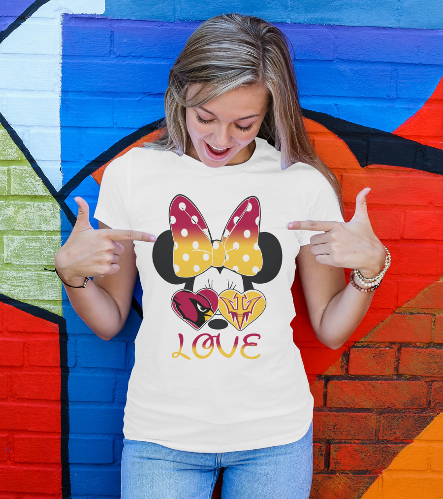 Love Minnie Arizona Cardinals Asu Sun Devils Hearts T-Shirt
