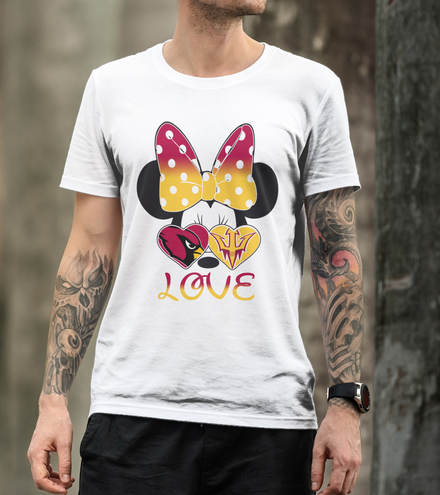 Love Minnie Arizona Cardinals Asu Sun Devils Hearts T-Shirt