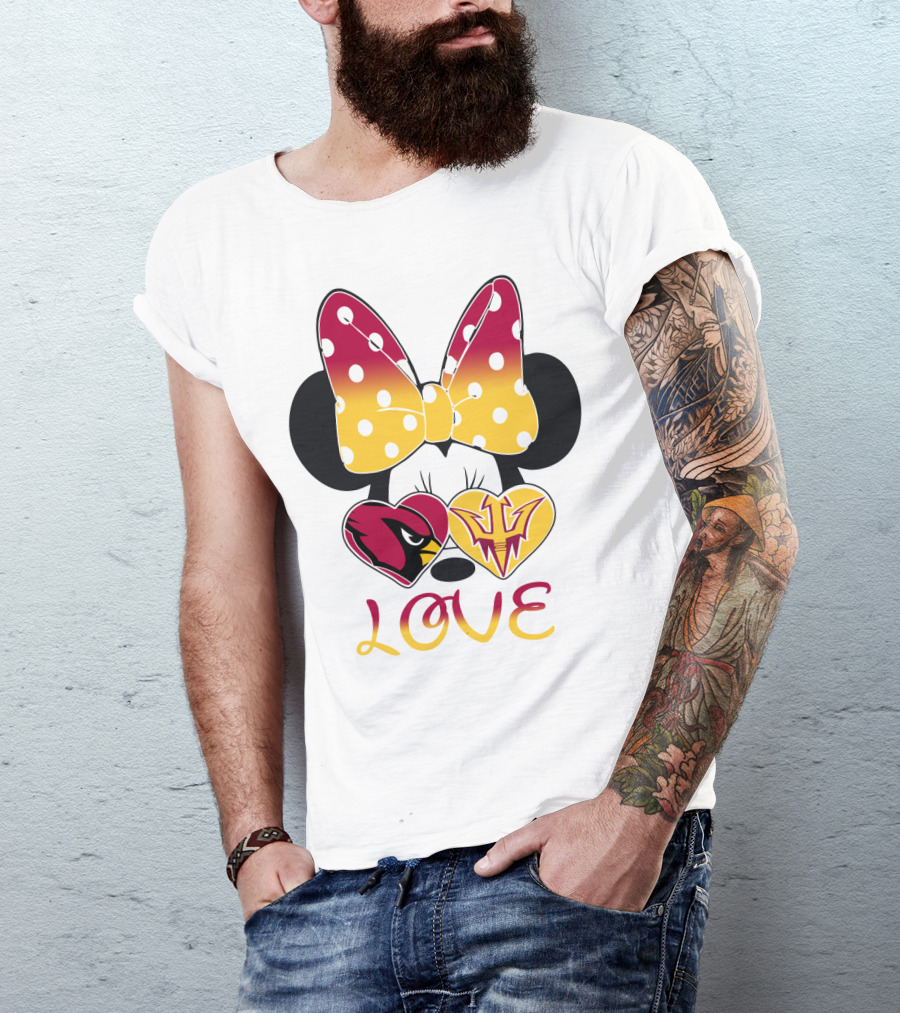 Love Minnie Arizona Cardinals Asu Sun Devils Hearts T-Shirt