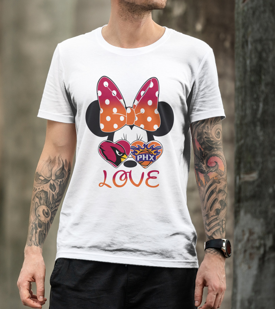 Love Mickey Mouse Minnie Bow Arizona Cardinals Phoenix Suns T-Shirt