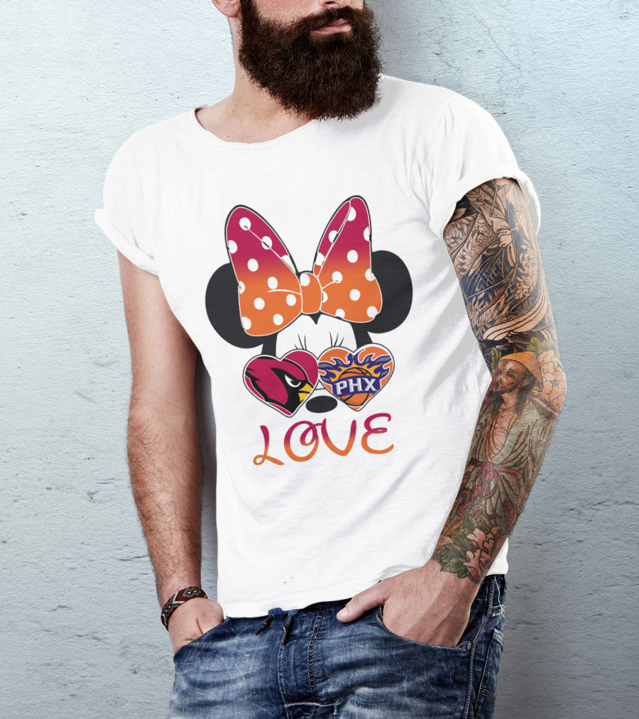 Love Mickey Mouse Minnie Bow Arizona Cardinals Phoenix Suns T-Shirt