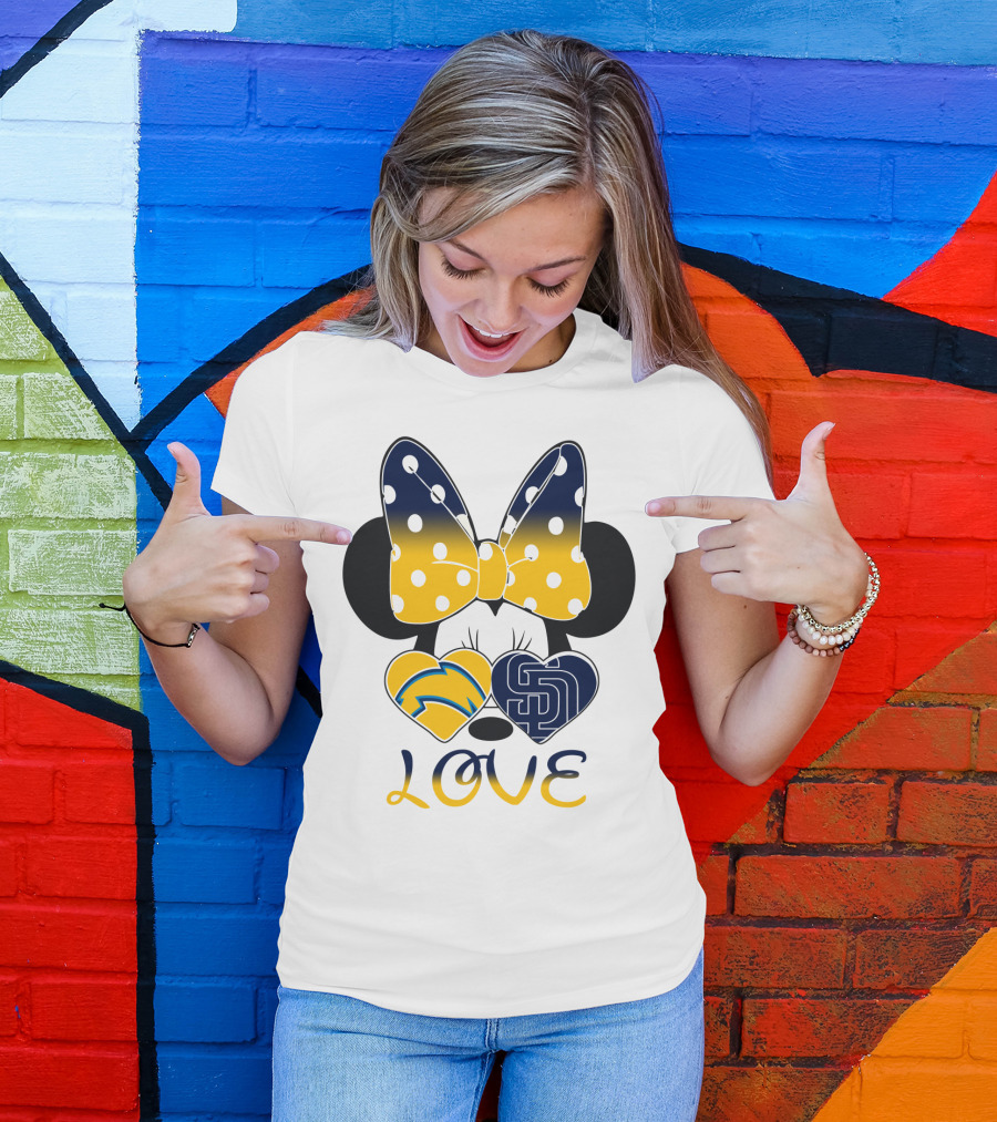 Love San Diego Chargers Padres Bow Minnie T-Shirt