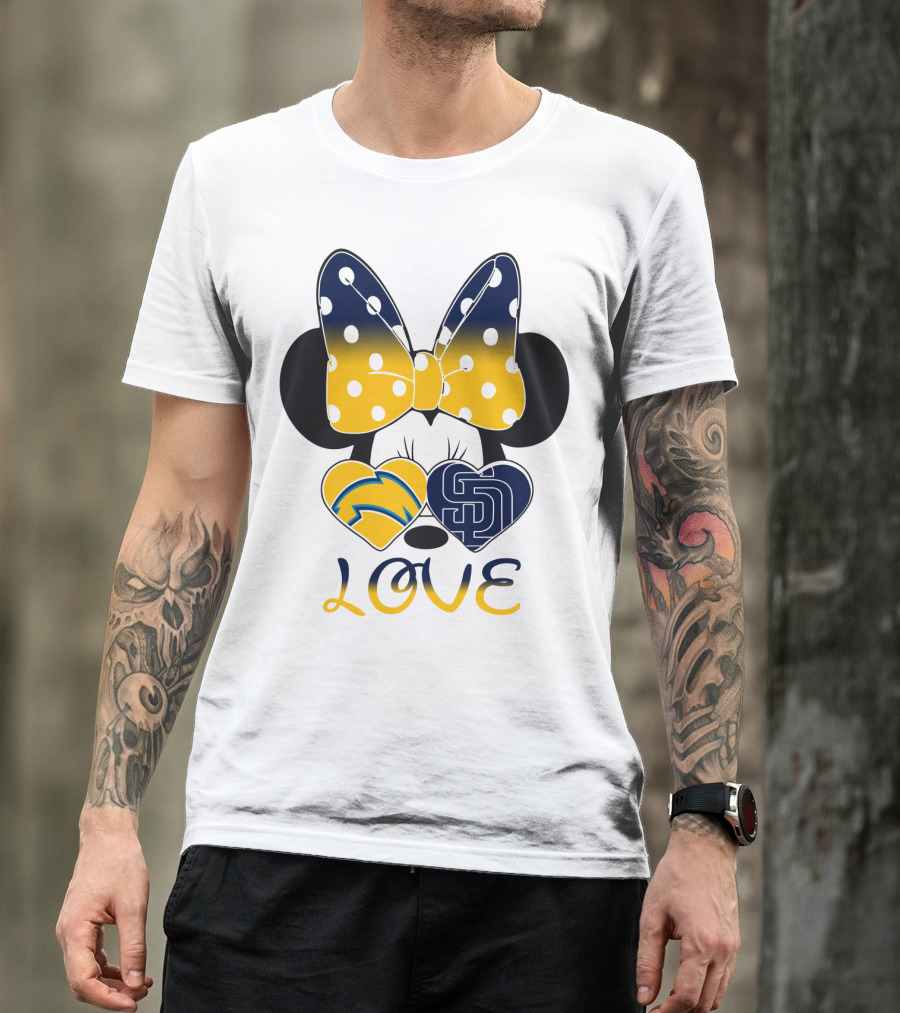 Love San Diego Chargers Padres Bow Minnie T-Shirt