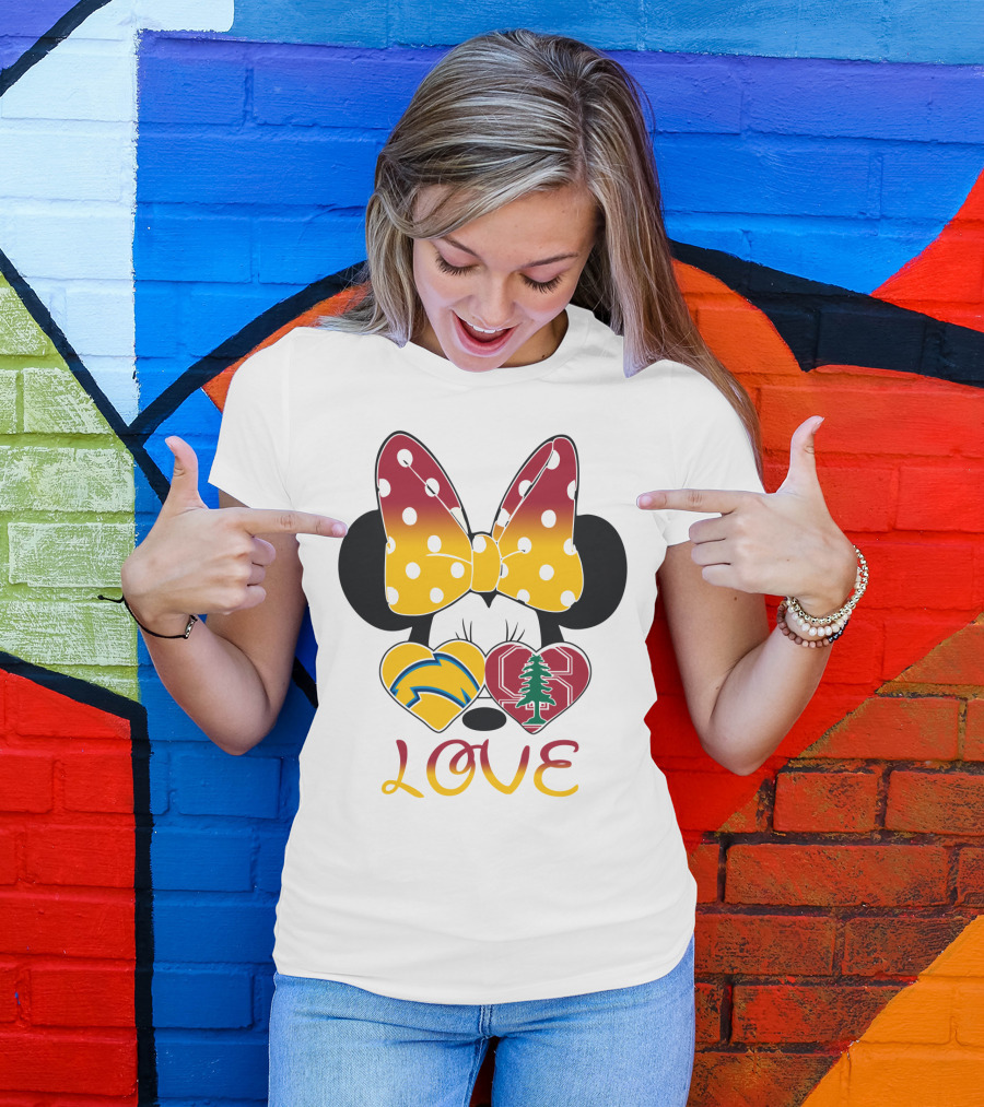Minnie Mouse Love Heart Chargers Stanford Tree T-Shirt