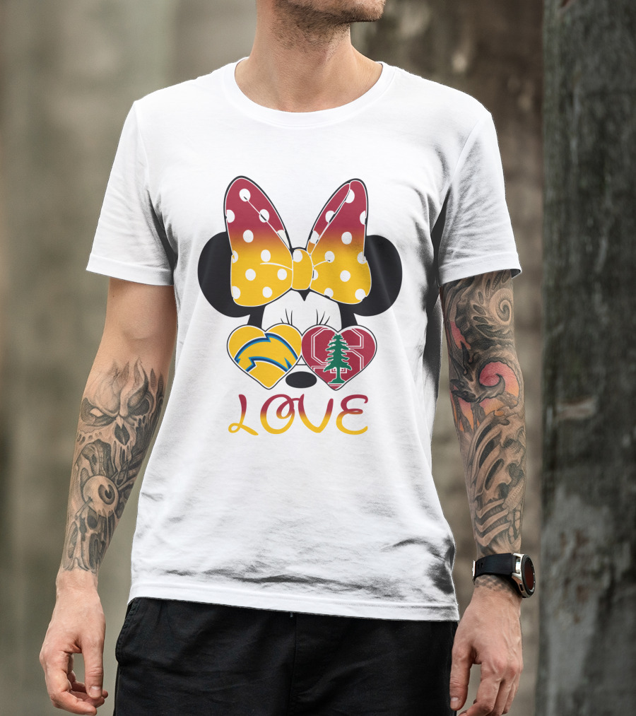 Minnie Mouse Love Heart Chargers Stanford Tree T-Shirt
