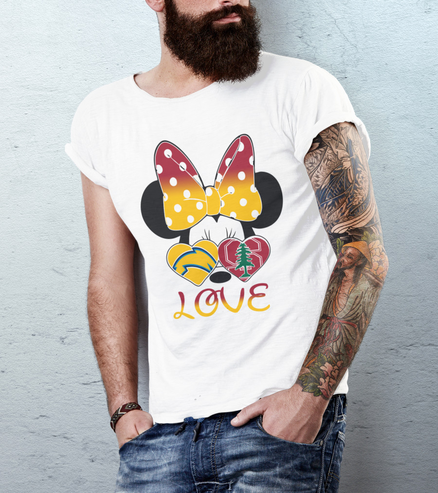 Minnie Mouse Love Heart Chargers Stanford Tree T-Shirt