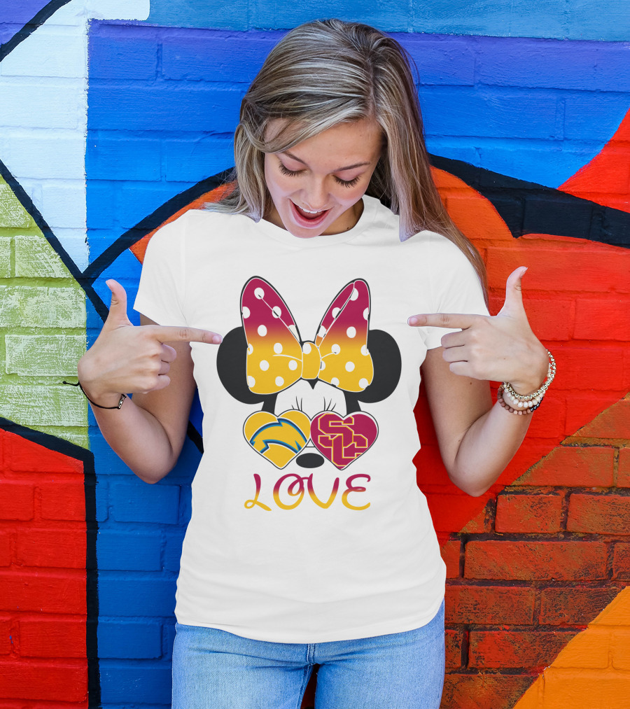 Love Minnie Chargers Usc Heart T-Shirt