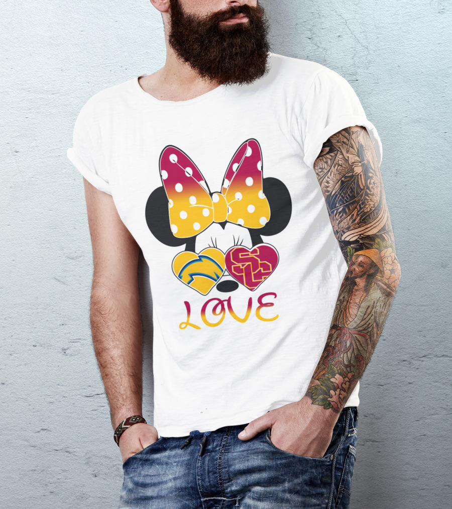 Love Minnie Chargers Usc Heart T-Shirt