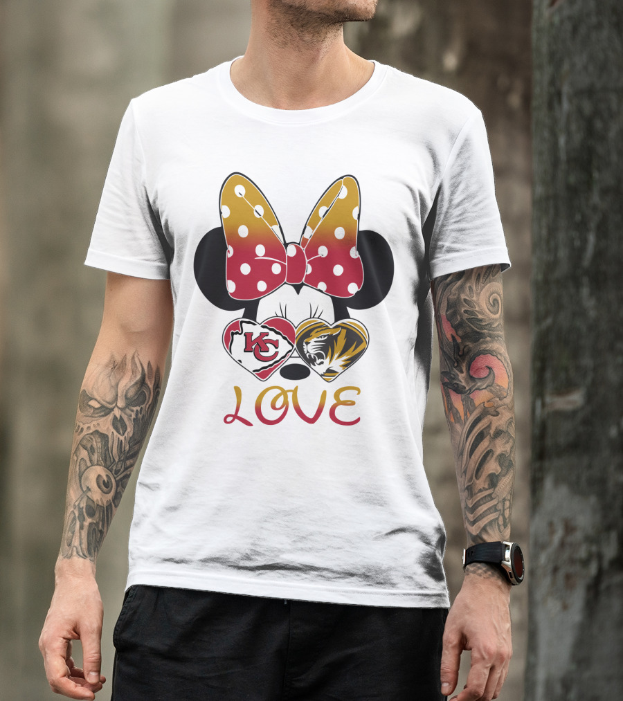 Minnie Mouse Bow Kc Chiefs Mizzou Tigers Love T-Shirt