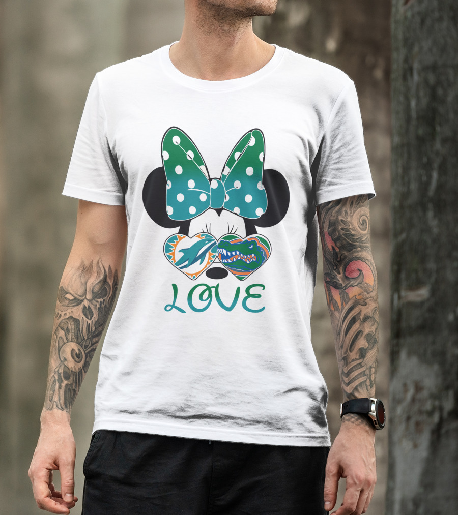 Love Mickey Gator Dolphin Hearts T-Shirt