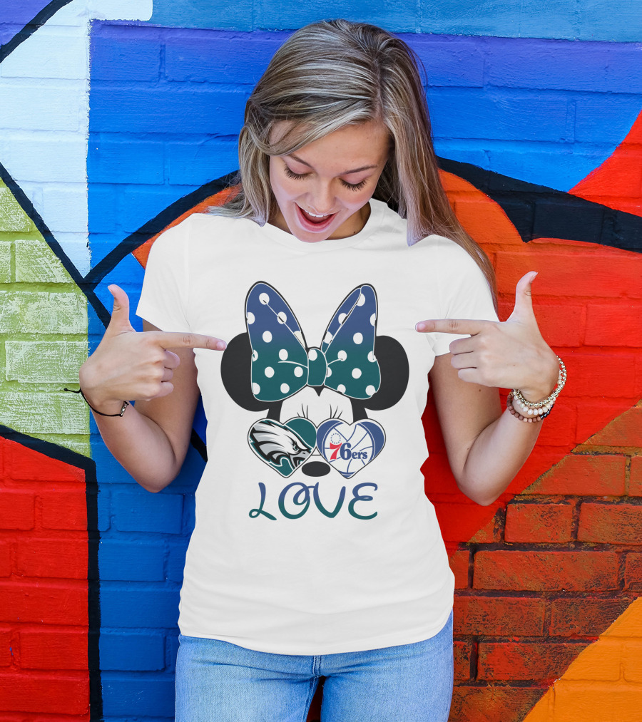 Love Eagles 76ers Bow Hearts T-Shirt
