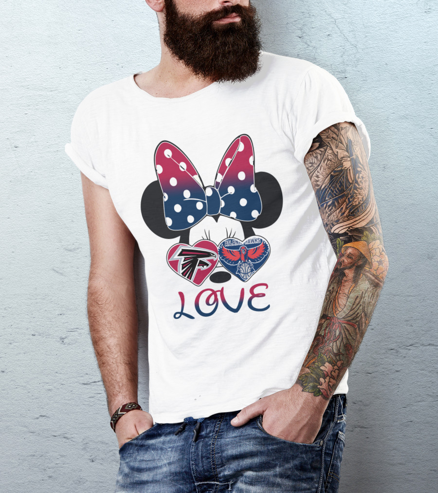 Mic 060 Minnie Mouse Love Atlanta Falcons Hawks Hearts T-Shirt