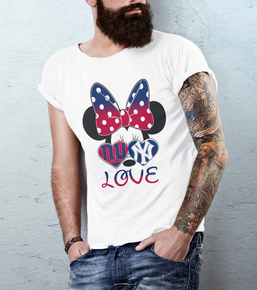Mic 066 Minnie Bow Giants Yankees Love T-Shirt