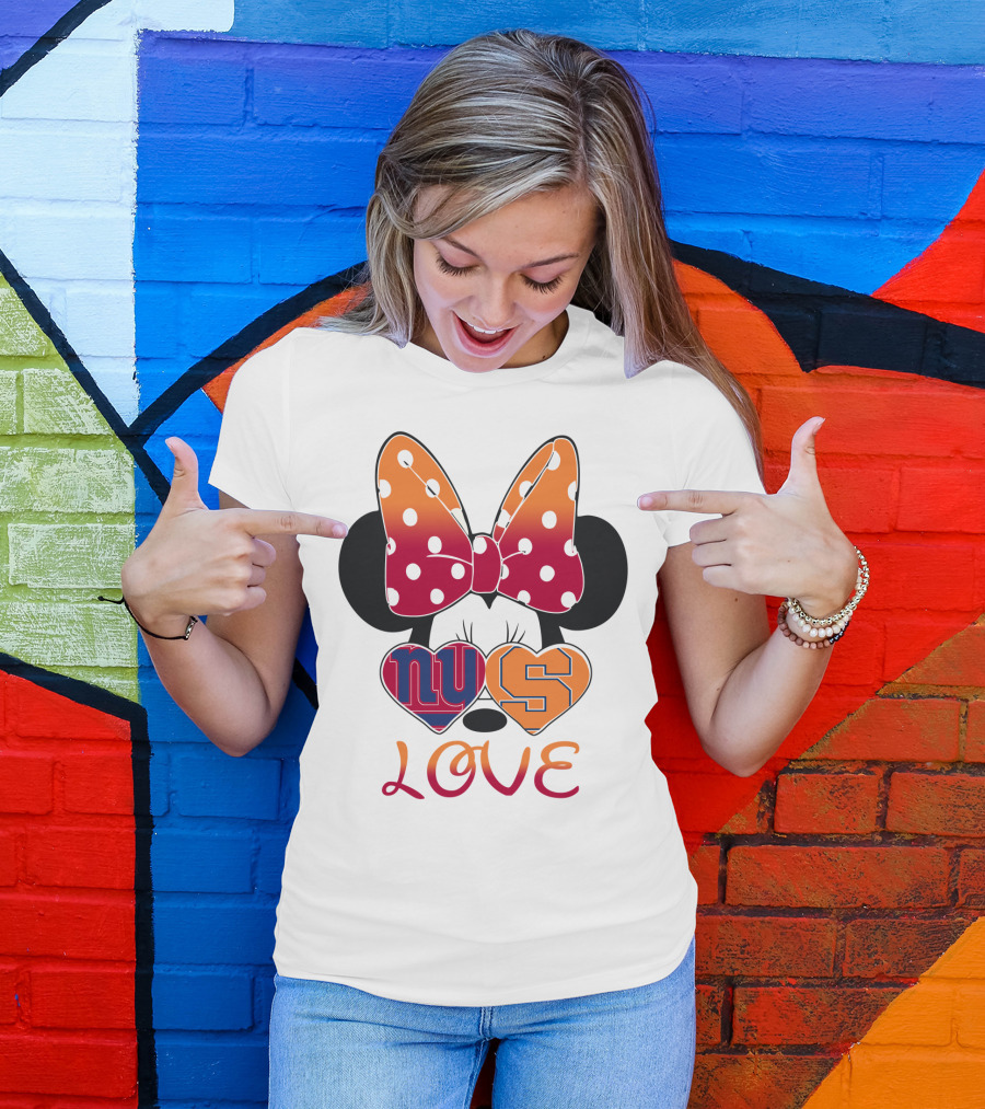 Ny Giants Syracuse Love Minnie Mouse Bow Hearts T-Shirt