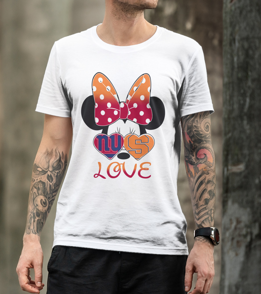 Ny Giants Syracuse Love Minnie Mouse Bow Hearts T-Shirt