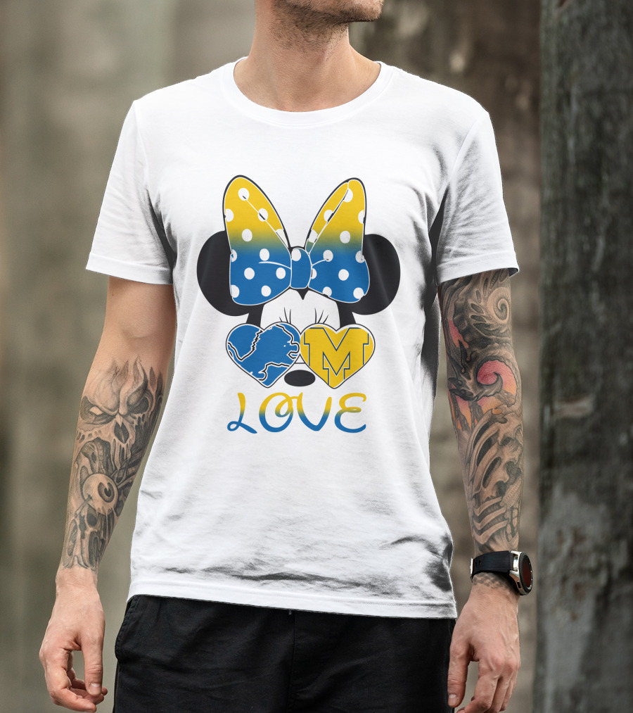 Minnie Bow Lions Michigan Love T-Shirt