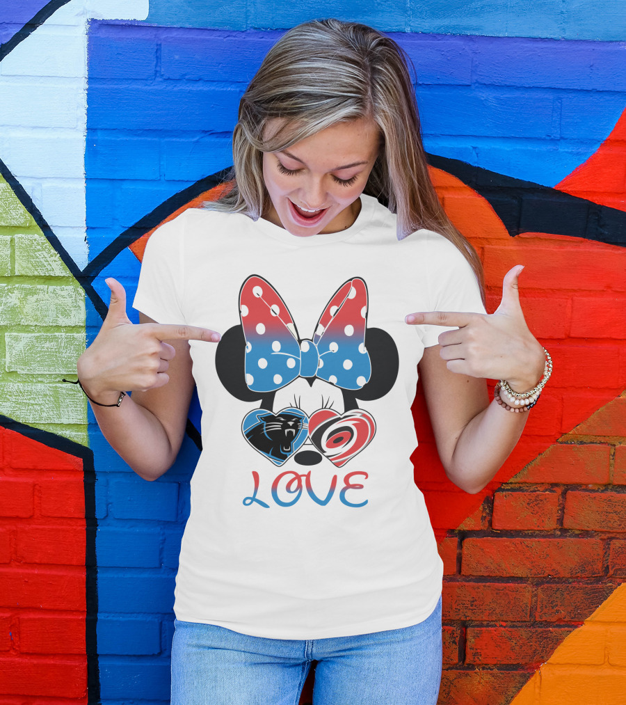 Love Carolina Panthers Hurricanes Minnie Bow T-Shirt