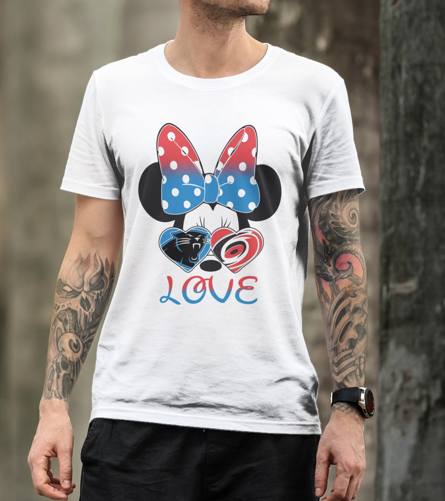 Love Carolina Panthers Hurricanes Minnie Bow T-Shirt