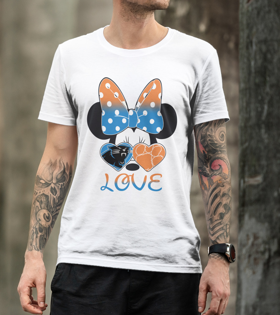 Minnie Mouse Bow Love Panthers Clemson Mix T-Shirt