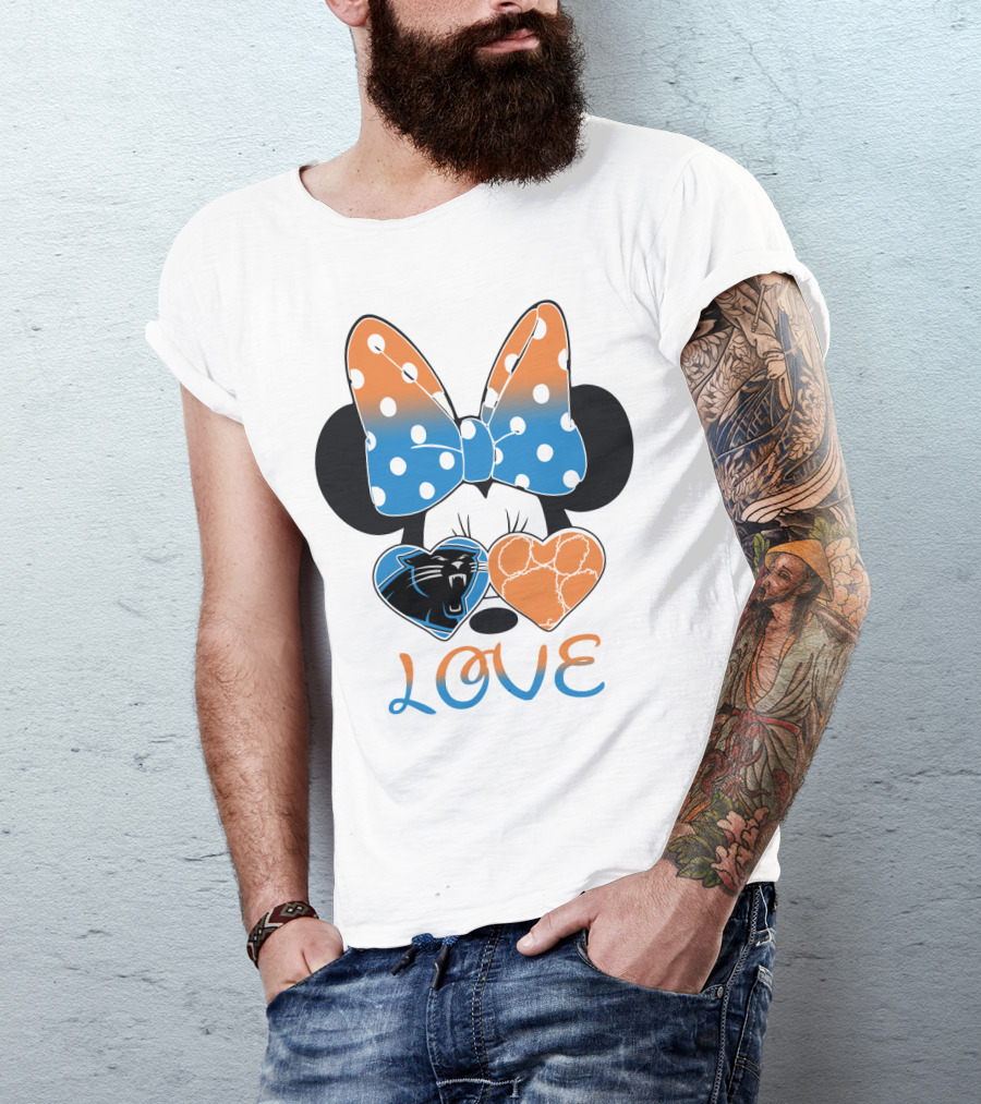 Minnie Mouse Bow Love Panthers Clemson Mix T-Shirt