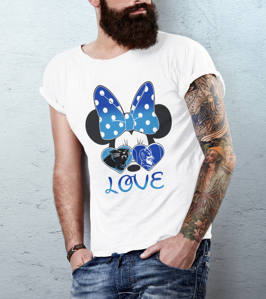Love Carolina Panthers Duke Blue Devils Disney Bow T-Shirt