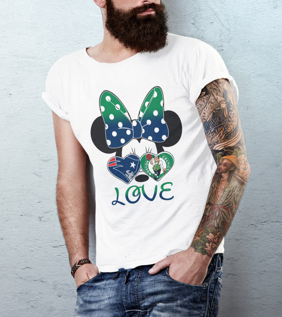 Love Minnie Bow Patriots Celtics T-Shirt