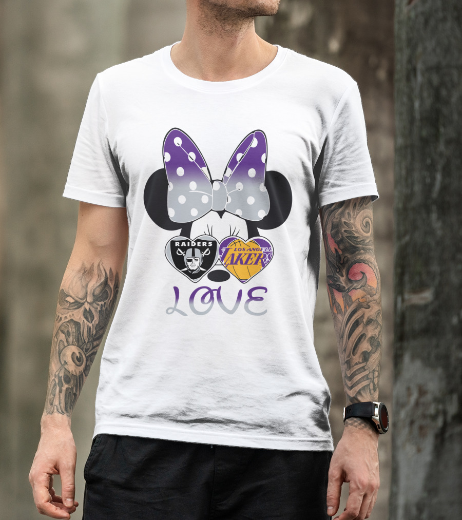 Los Angeles Lakers Raiders Love Minnie Bow T-Shirt