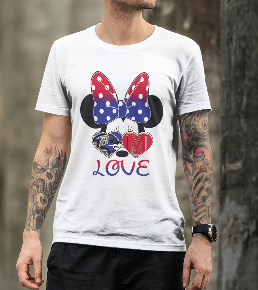 Mic 102 Minnie Mouse Ravens Maryland Love T-Shirt