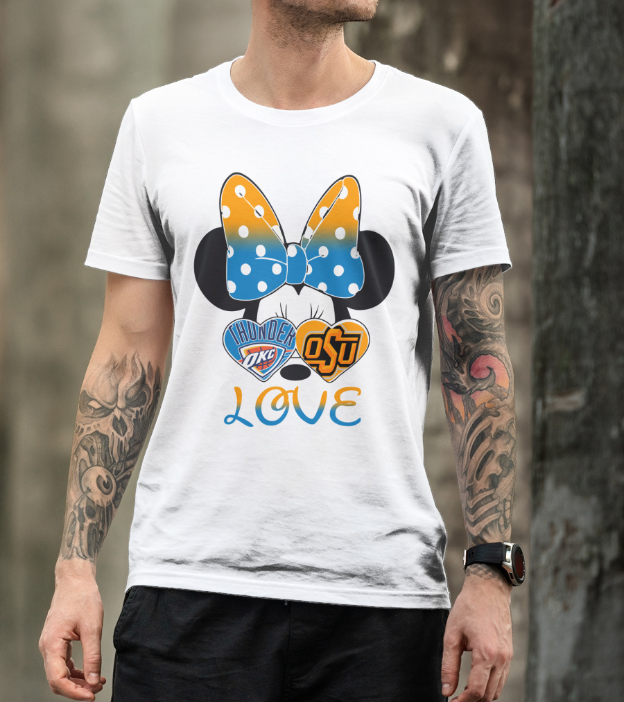 Okc Thunder Osu Love Minnie Bow Hearts T-Shirt