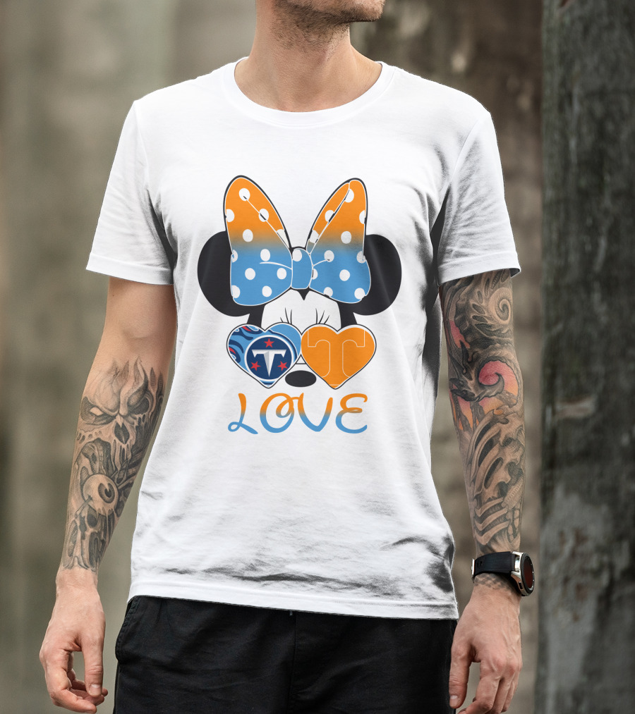 Minnie Mouse Love Tennessee Titans Hearts T-Shirt