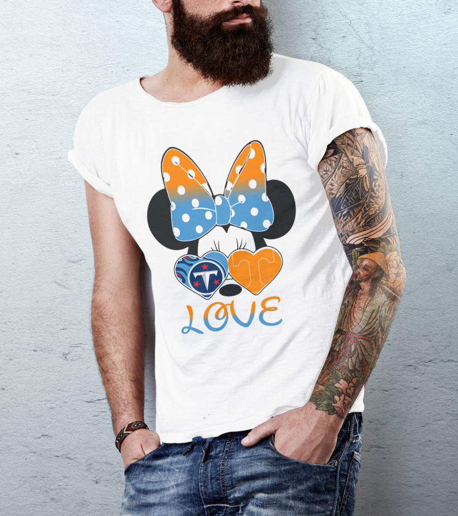Minnie Mouse Love Tennessee Titans Hearts T-Shirt