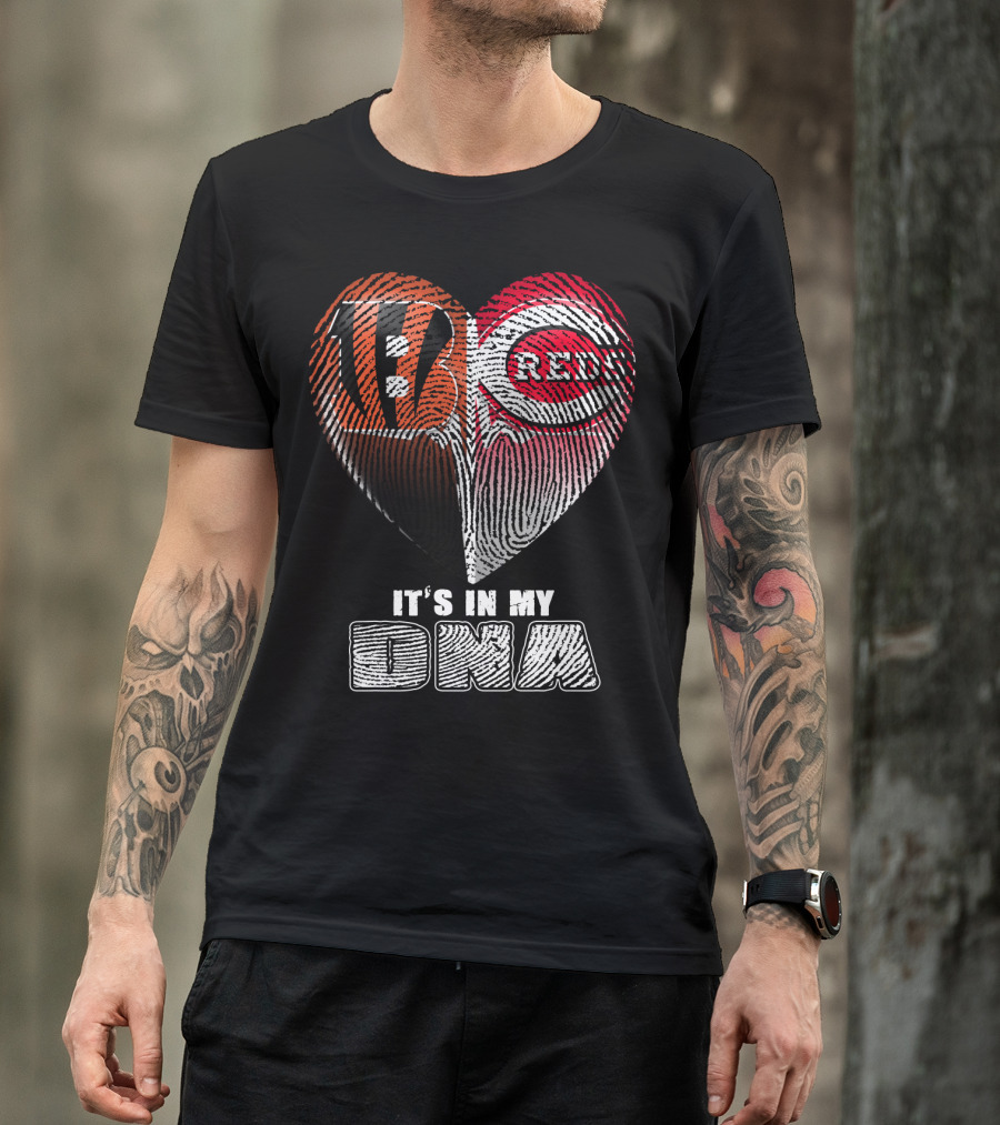 Cincinnati Bengals Reds Fan Heart It's In My Dna T-Shirt