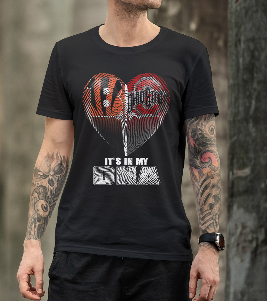 Bengals Ohio State It's In My Dna Heart Fingerprint T-Shirt