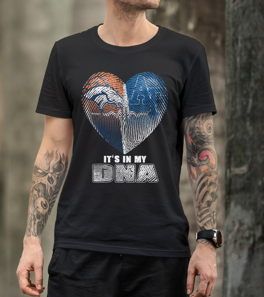 It's In My Dna Broncos Air Force Heart Fingerprint T-Shirt
