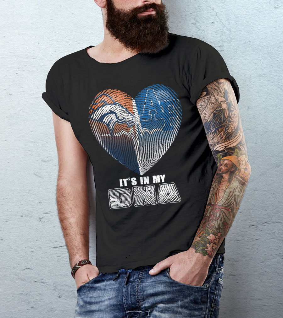 It's In My Dna Broncos Air Force Heart Fingerprint T-Shirt