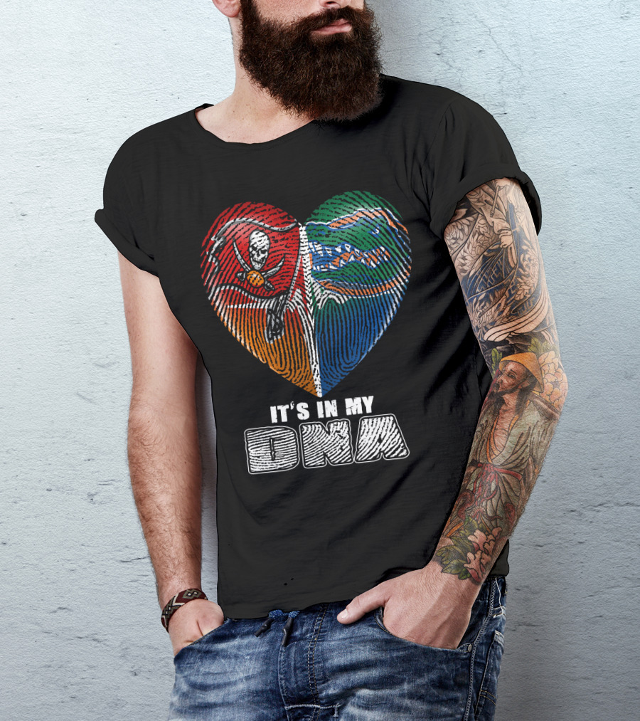 It's In My Dna Buccaneers Gators Heart Fingerprint T-Shirt