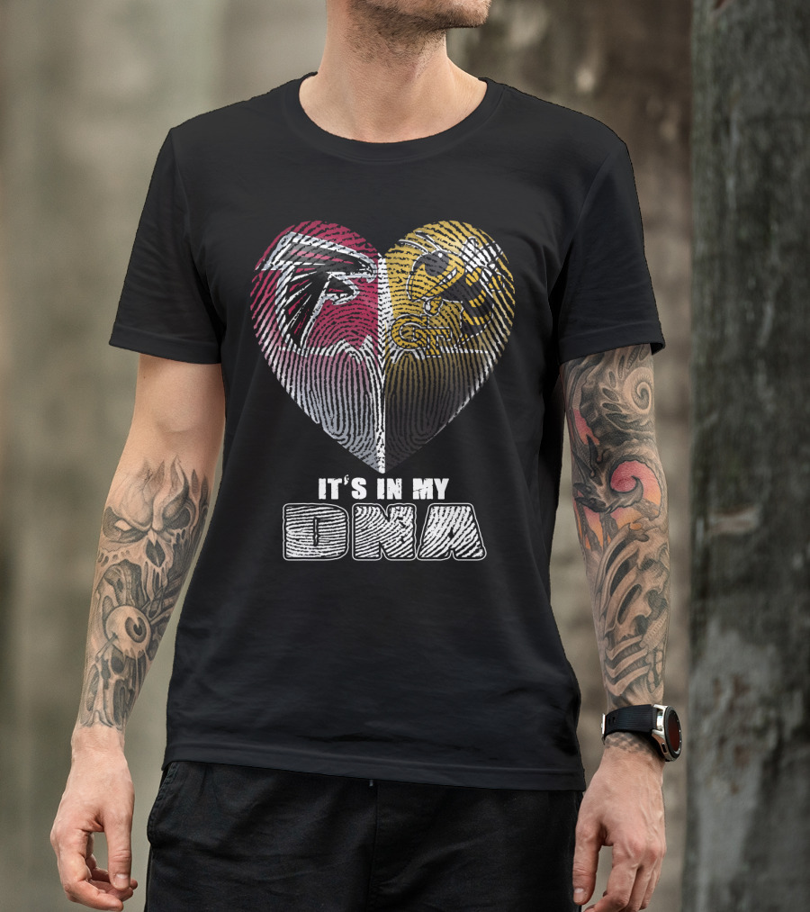 It's In My Dna Falcons Georgia Tech Heart Fingerprint T-Shirt
