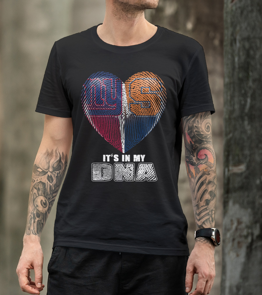 It's In My Dna New York Giants Syracuse Football Heart Fingerprint T-Shirt