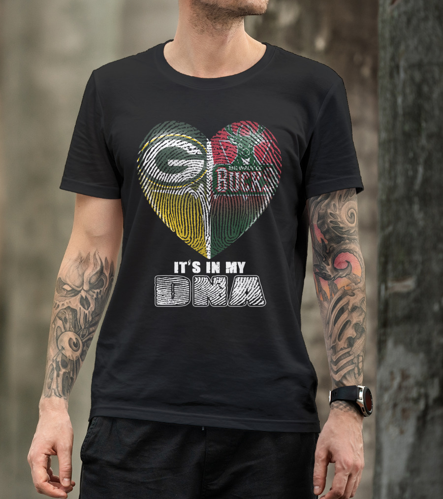 Green Bay Packers Milwaukee Bucks It's In My Dna T-Shirt