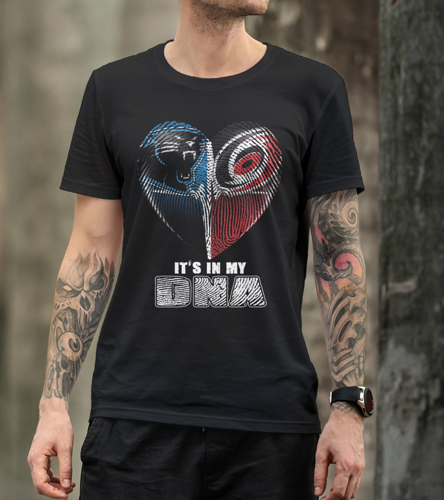 Carolina Panthers And Hurricanes It's In My Dna Heartprint T-Shirt
