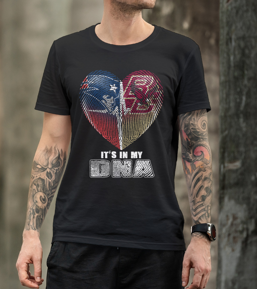 It's In My Dna Patriots Boston College Heart Fingerprint T-Shirt