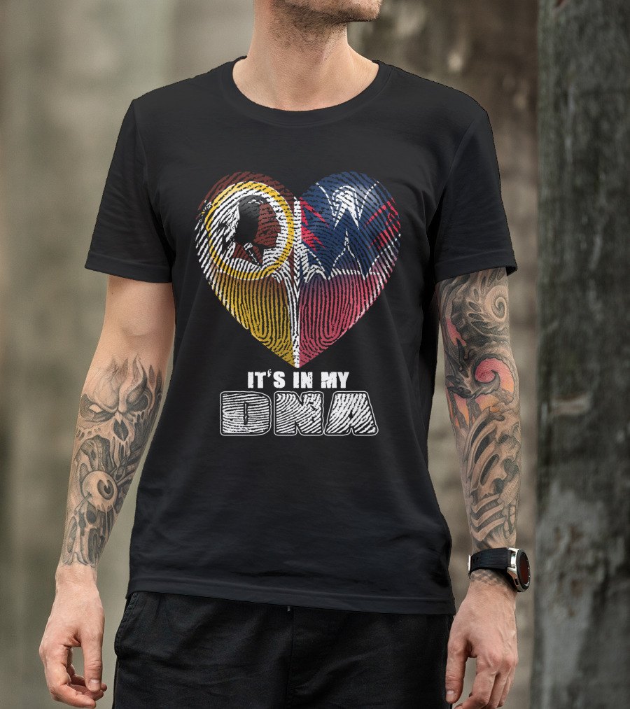 It's In My Dna Washington Football And Wizards Heart Fingerprint T-Shirt