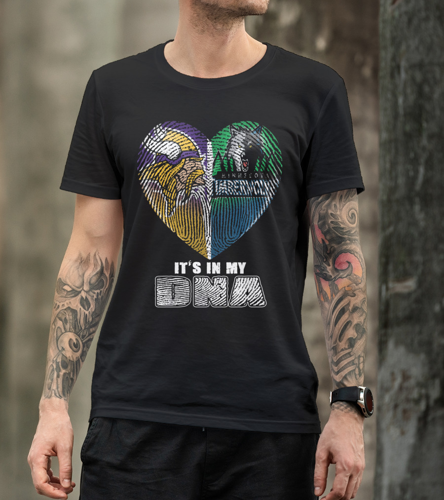 It's In My Dna Minnesota Vikings Timberwolves Heart Fingerprint T-Shirt