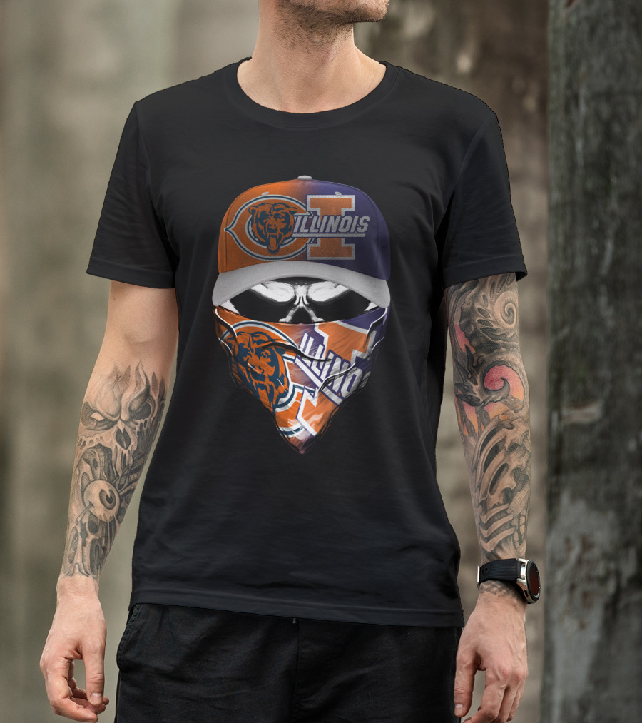 Chicago Bears Illinois Fan Mask Hat T-Shirt