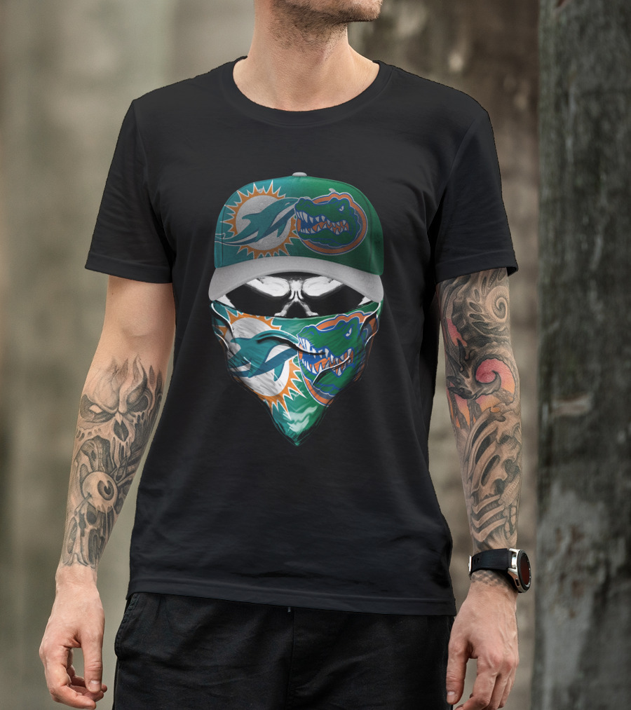 Miami Dolphins Florida Gators Skull Cap Bandana T-Shirt